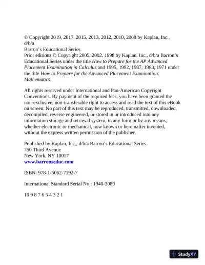 AP Calculus: With 8 Practice Tests, 15th Edition (2020) - Page 6 preview image