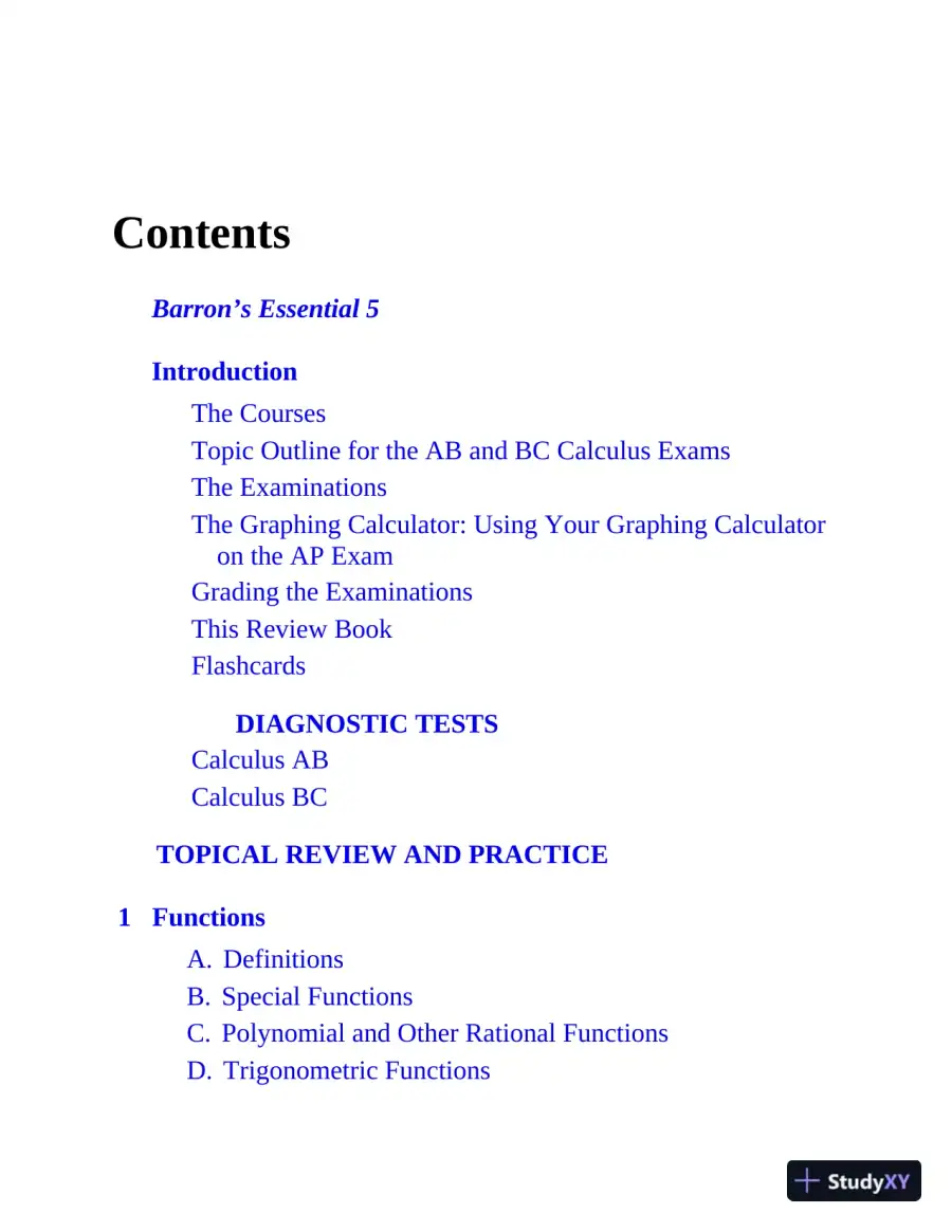 AP Calculus: With 8 Practice Tests, 15th Edition (2020), page 7