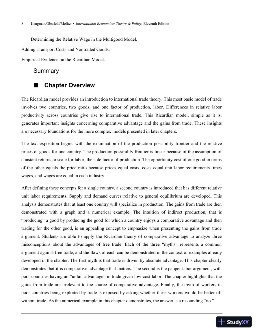 Solution Manual for International Economics Theory and Policy, 11th Edition, page 11