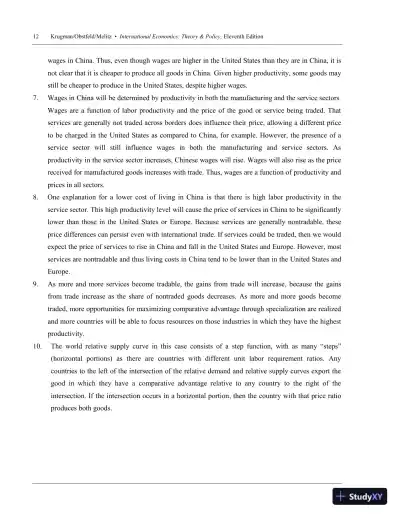 Solution Manual for International Economics Theory and Policy, 11th Edition - Page 15 preview image