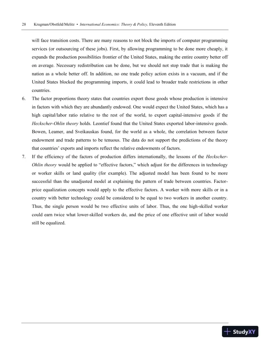 Solution Manual for International Economics Theory and Policy, 11th Edition, page 31