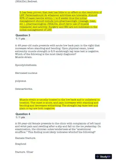 NR511 Differential Diagnosis and Primary Care Practicum Week 5 Quiz With Answers (15 Solved Questions) - Page 4 preview image