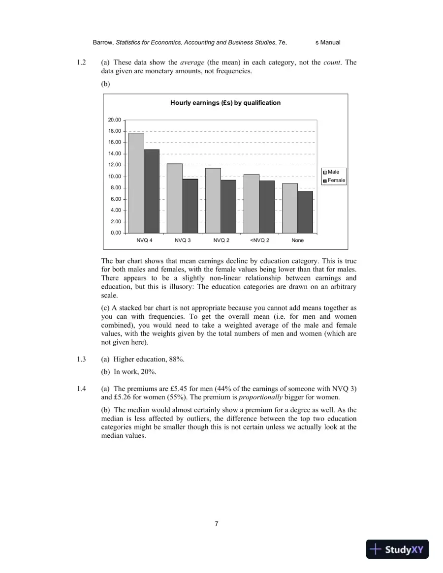 Solution Manual for Statistics for Economics, Accounting and Business Studies , 7th Edition, page 6