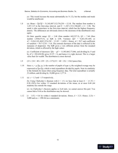 Solution Manual for Statistics for Economics, Accounting and Business Studies , 7th Edition - Page 9 preview image