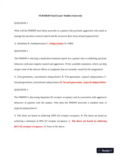 NURS6630 Pharmacology Final Exam With Answers (76 Solved Questions) - Page 1 preview image