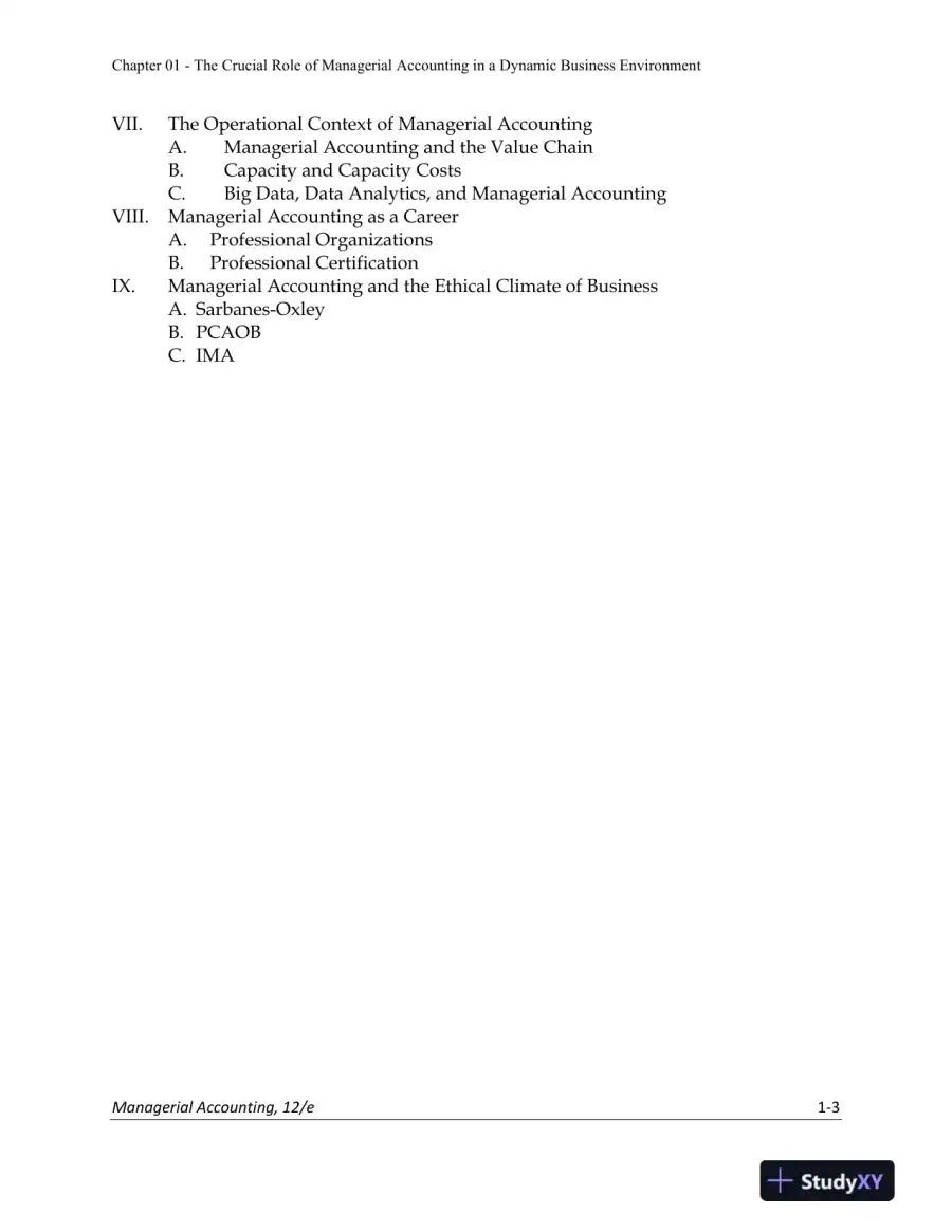 Lecture Notes for Managerial Accounting: Creating Value in a Dynamic Business Environment, 12th Edition, page 4