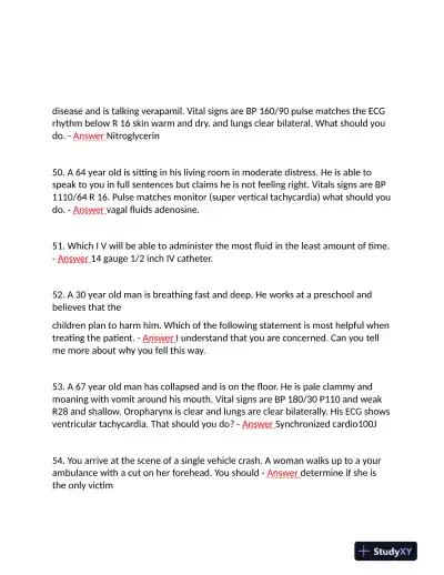 2023-2024 FISDAP Medical Surgical Nursing Final Exam With Answers (200 Solved Questions) - Page 10 preview image