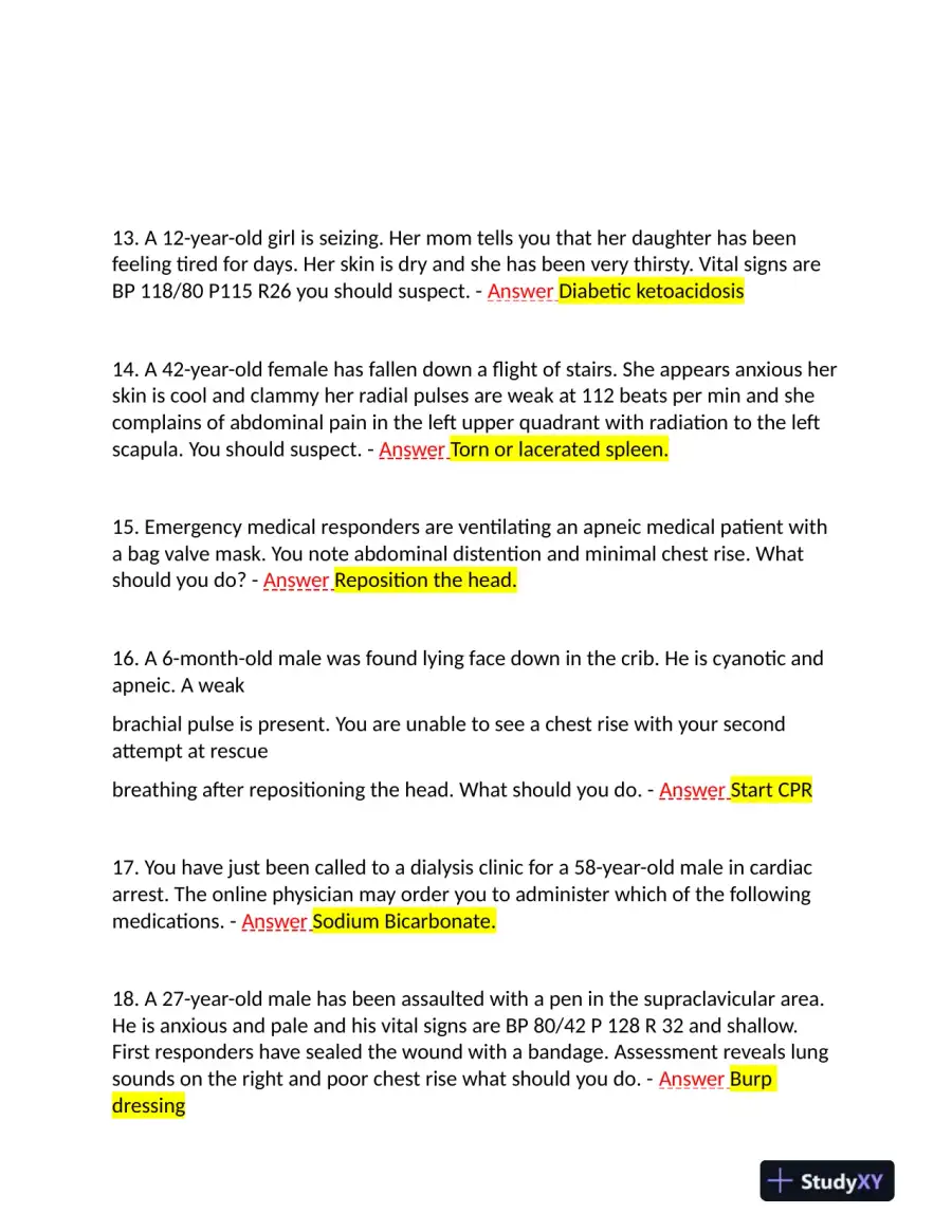 2023-2024 FISDAP Medical Surgical Nursing Final Exam With Answers (200 Solved Questions), page 4