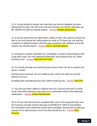 2023-2024 FISDAP Medical Surgical Nursing Final Exam With Answers (200 Solved Questions) - Page 4 preview image