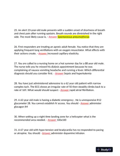 2023-2024 FISDAP Medical Surgical Nursing Final Exam With Answers (200 Solved Questions) - Page 6 preview image