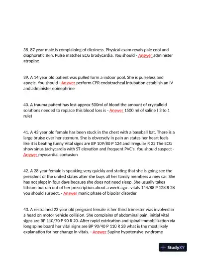 2023-2024 FISDAP Medical Surgical Nursing Final Exam With Answers (200 Solved Questions) - Page 8 preview image