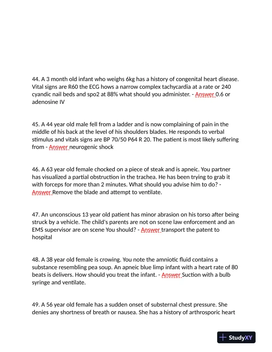 2023-2024 FISDAP Medical Surgical Nursing Final Exam With Answers (200 Solved Questions), page 9