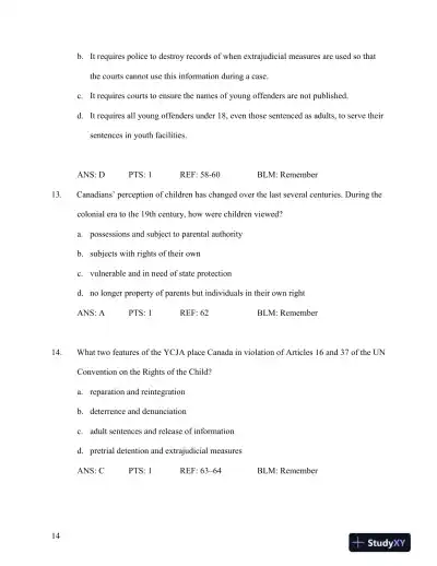 Test Bank for Young Offenders and Youth Justice: A Century After the Fact, 5th Edition - Page 15 preview image