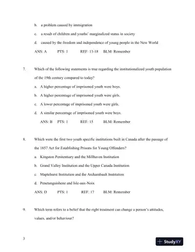 Test Bank for Young Offenders and Youth Justice: A Century After the Fact, 5th Edition - Page 4 preview image