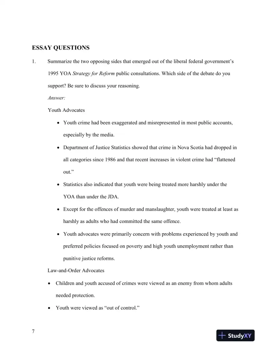 Test Bank for Young Offenders and Youth Justice: A Century After the Fact, 5th Edition, page 8