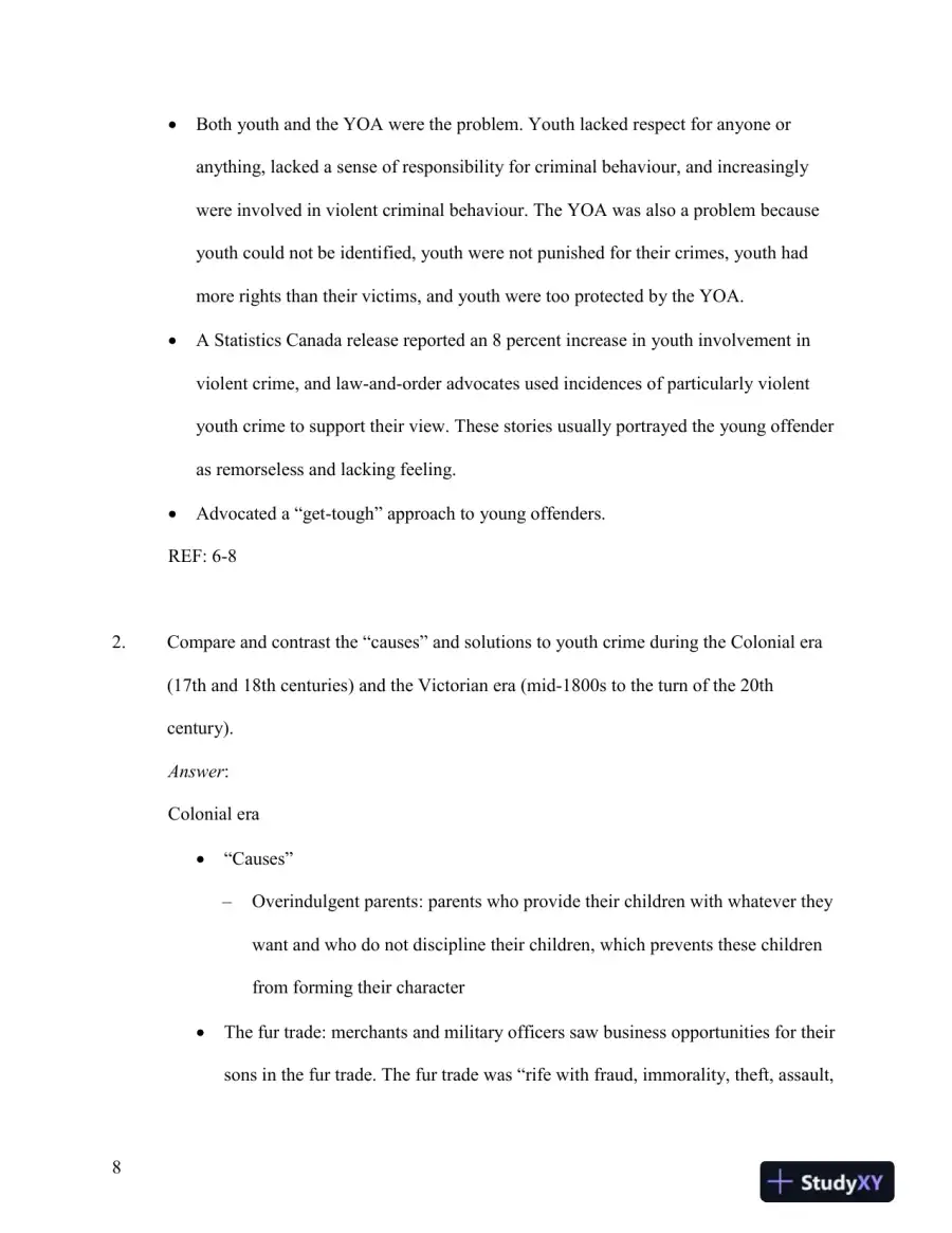 Test Bank for Young Offenders and Youth Justice: A Century After the Fact, 5th Edition, page 9