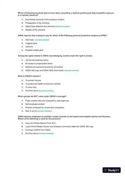 OSHA 30 Construction Final Exam With Answers (435 Solved Questions) - Page 11 preview image