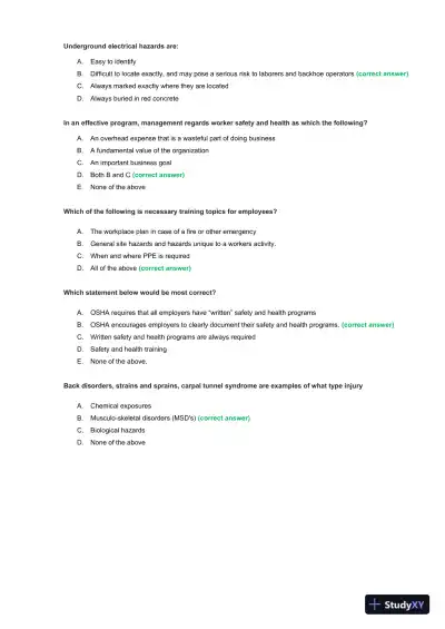 OSHA 30 Construction Final Exam With Answers (435 Solved Questions) - Page 4 preview image