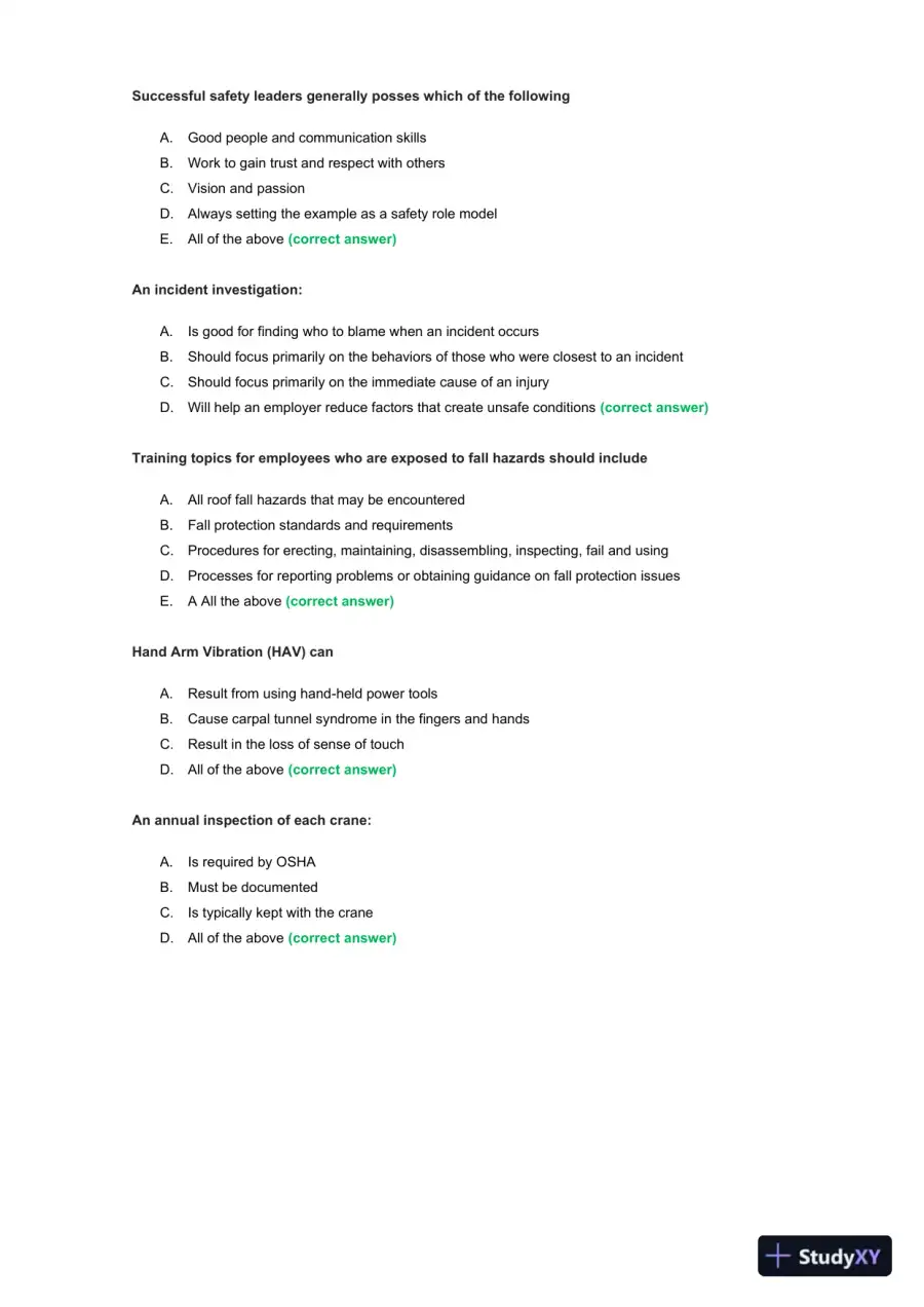 OSHA 30 Construction Final Exam With Answers (435 Solved Questions), page 5