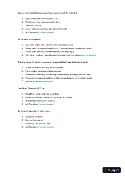 OSHA 30 Construction Final Exam With Answers (435 Solved Questions) - Page 5 preview image