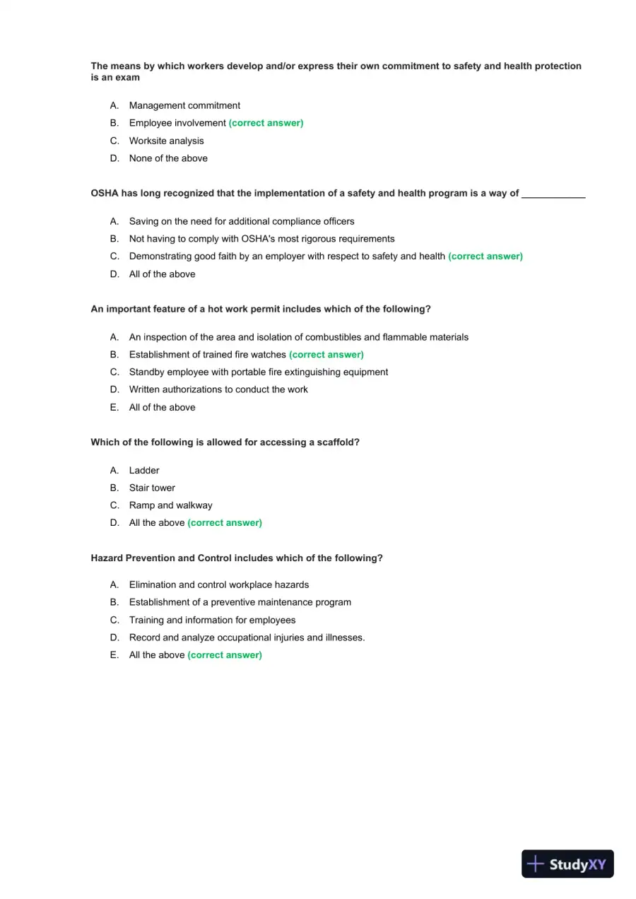 OSHA 30 Construction Final Exam With Answers (435 Solved Questions), page 6