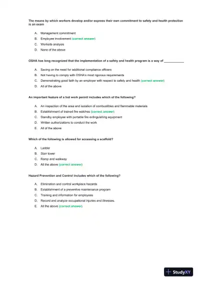 OSHA 30 Construction Final Exam With Answers (435 Solved Questions) - Page 6 preview image