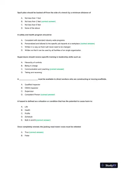 OSHA 30 Construction Final Exam With Answers (435 Solved Questions) - Page 7 preview image