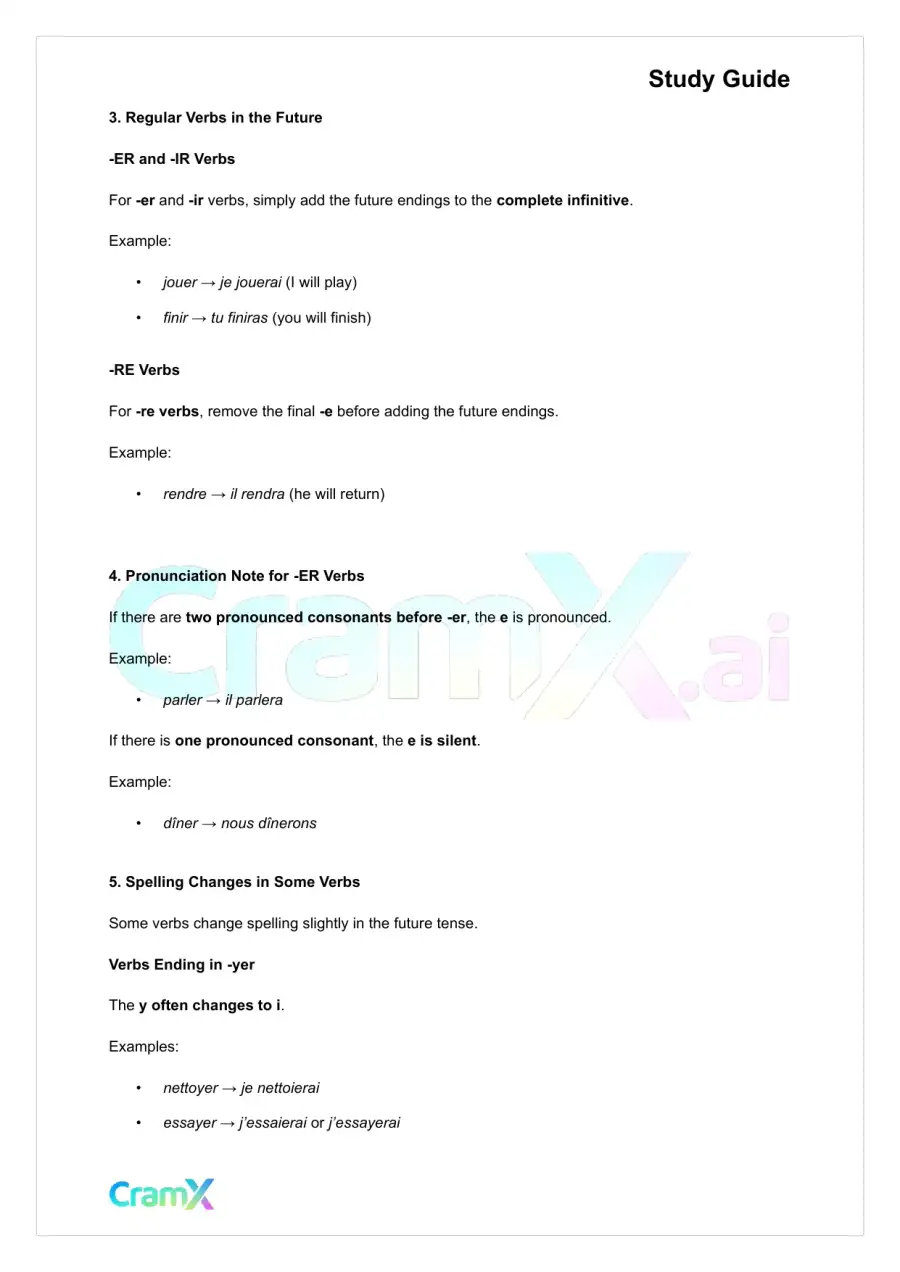 French II – Future Tenses, page 2