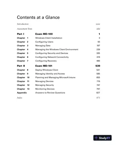 MCA Microsoft 365 Certified Associate Modern Desktop Administrator Complete Study Guide with 900 Practice Test Questions: Exam MD-100 and Exam MD-101 (2023) - Page 16 preview image