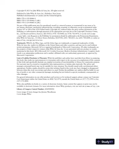 MCA Microsoft 365 Certified Associate Modern Desktop Administrator Complete Study Guide with 900 Practice Test Questions: Exam MD-100 and Exam MD-101 (2023) - Page 7 preview image