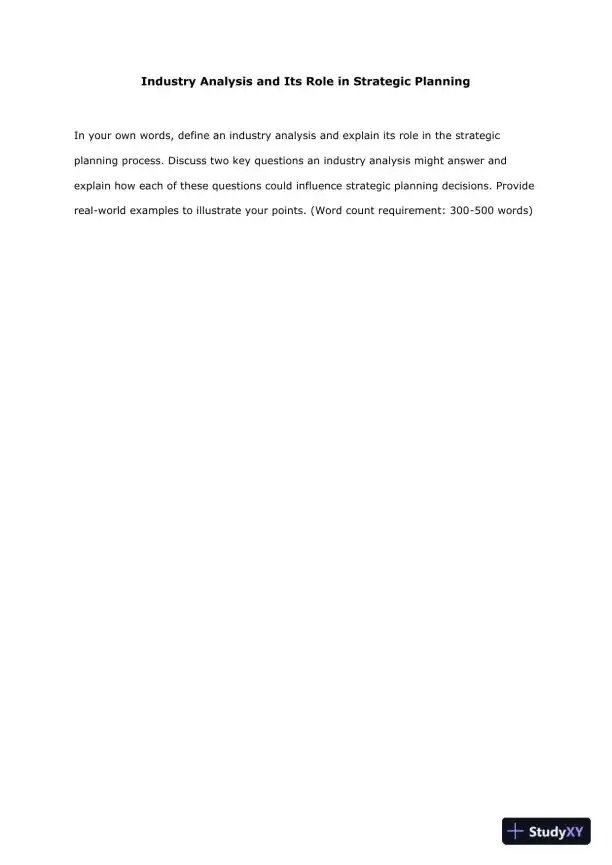 Industry Analysis and Its Role in Strategic Planning - Page 1 preview image