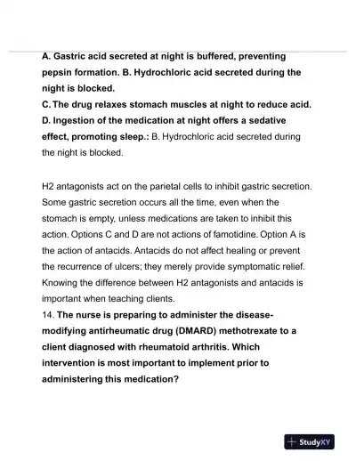 HESI Pharmacology Evolve Exam With Answers (125 Solved Questions) - Page 11 preview image
