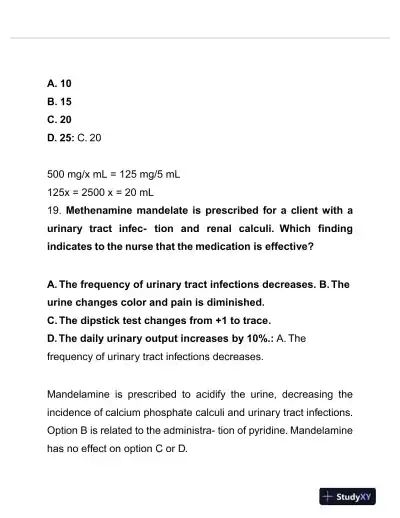 HESI Pharmacology Evolve Exam With Answers (125 Solved Questions) - Page 16 preview image