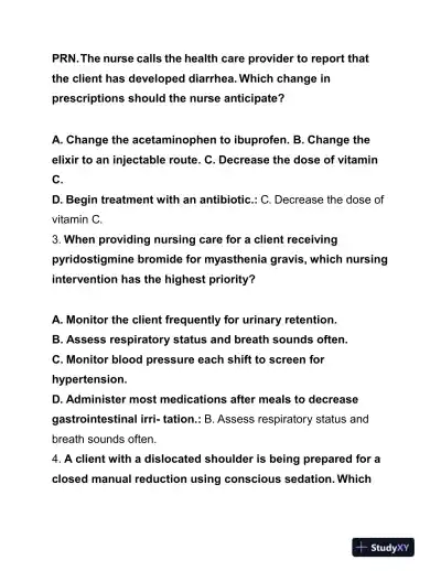 HESI Pharmacology Evolve Exam With Answers (125 Solved Questions) - Page 3 preview image