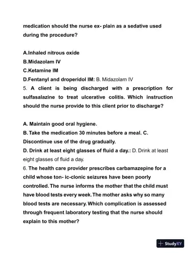 HESI Pharmacology Evolve Exam With Answers (125 Solved Questions) - Page 4 preview image