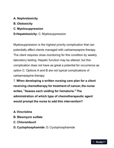 HESI Pharmacology Evolve Exam With Answers (125 Solved Questions) - Page 5 preview image