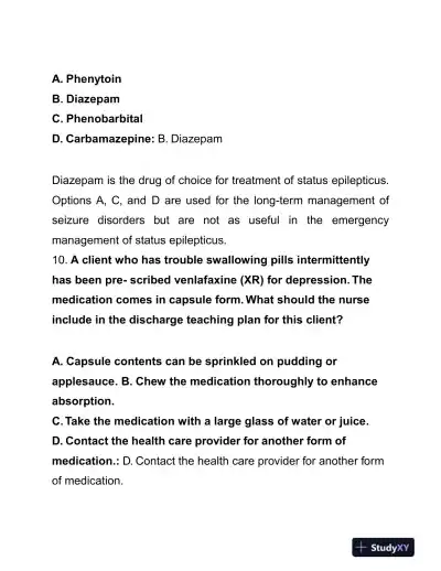 HESI Pharmacology Evolve Exam With Answers (125 Solved Questions) - Page 7 preview image