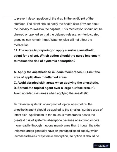 HESI Pharmacology Evolve Exam With Answers (125 Solved Questions) - Page 9 preview image