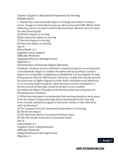 Nursing in Today's World: Trends, Issues, and Management Eleventh, North American Edition Test Bank - Page 11 preview image