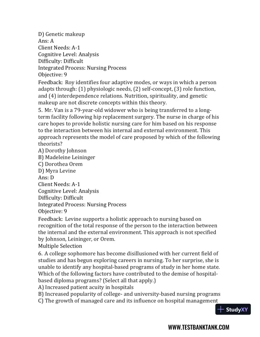 Nursing in Today's World: Trends, Issues, and Management Eleventh, North American Edition Test Bank, page 13