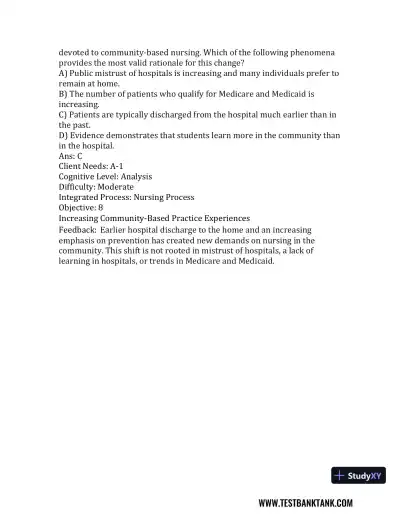 Nursing in Today's World: Trends, Issues, and Management Eleventh, North American Edition Test Bank - Page 19 preview image
