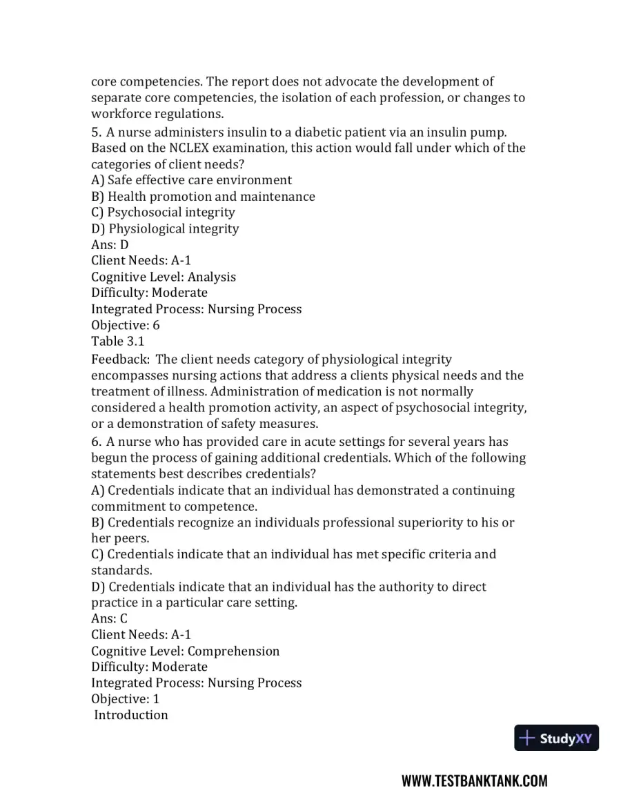 Nursing in Today's World: Trends, Issues, and Management Eleventh, North American Edition Test Bank, page 22