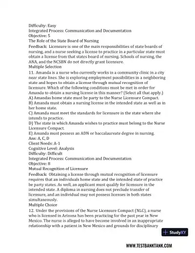 Nursing in Today's World: Trends, Issues, and Management Eleventh, North American Edition Test Bank - Page 25 preview image