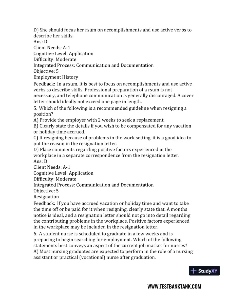 Nursing in Today's World: Trends, Issues, and Management Eleventh, North American Edition Test Bank, page 30