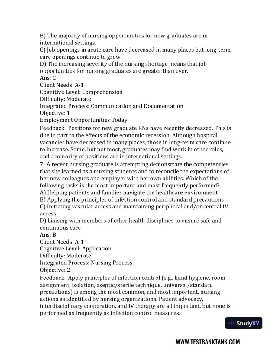 Nursing in Today's World: Trends, Issues, and Management Eleventh, North American Edition Test Bank, page 31