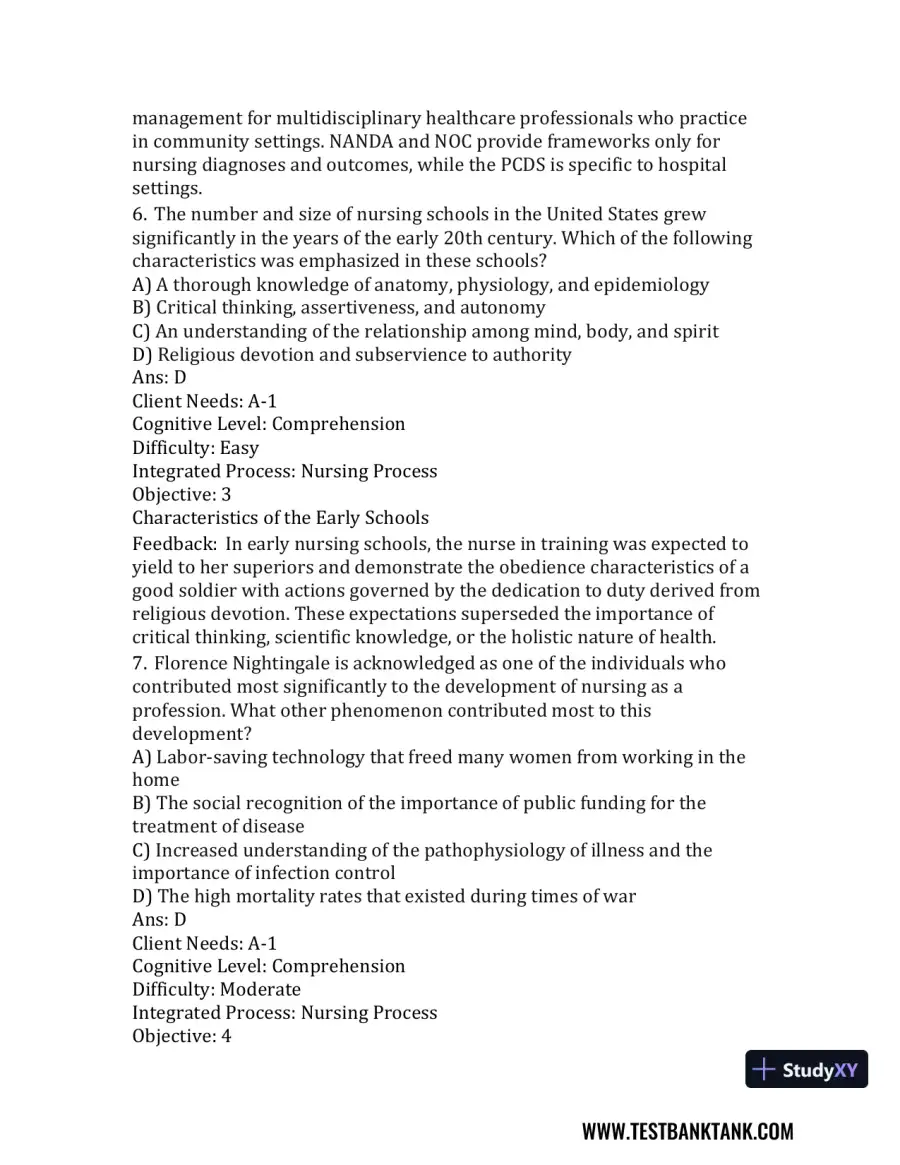 Nursing in Today's World: Trends, Issues, and Management Eleventh, North American Edition Test Bank, page 5