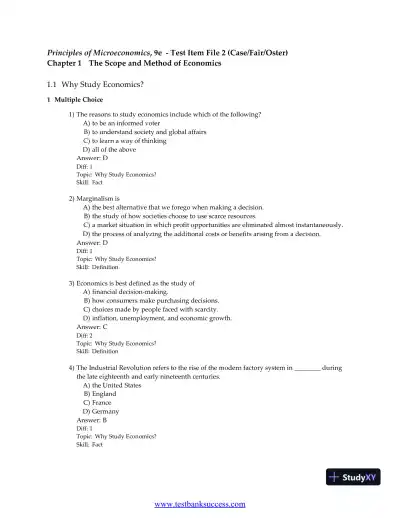 Principles of Economics, 9th Edition Test Bank - Page 1 preview image