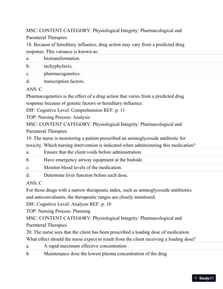 Pharmacology: A Patient-Centered Nursing Process Approach, (Kee, Pharmacology) 8th Edition Test Bank, page 10
