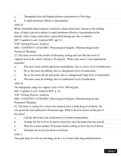 Pharmacology: A Patient-Centered Nursing Process Approach, (Kee, Pharmacology) 8th Edition Test Bank - Page 11 preview image