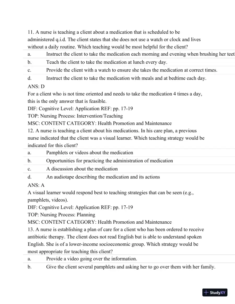 Pharmacology: A Patient-Centered Nursing Process Approach, (Kee, Pharmacology) 8th Edition Test Bank, page 17